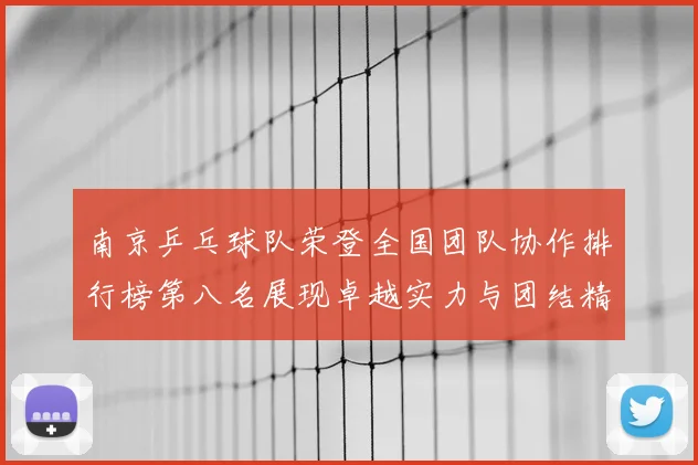 南京乒乓球队荣登全国团队协作排行榜第八名展现卓越实力与团结精神